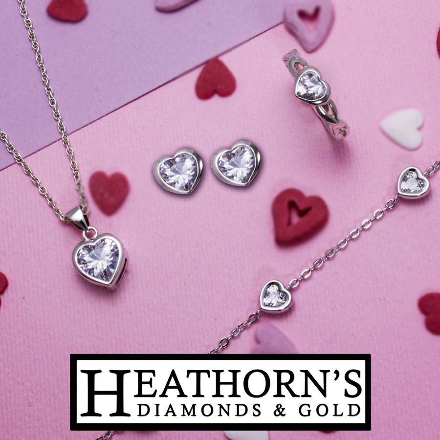 Silver Heart Pendant, Ring, Bracelet 